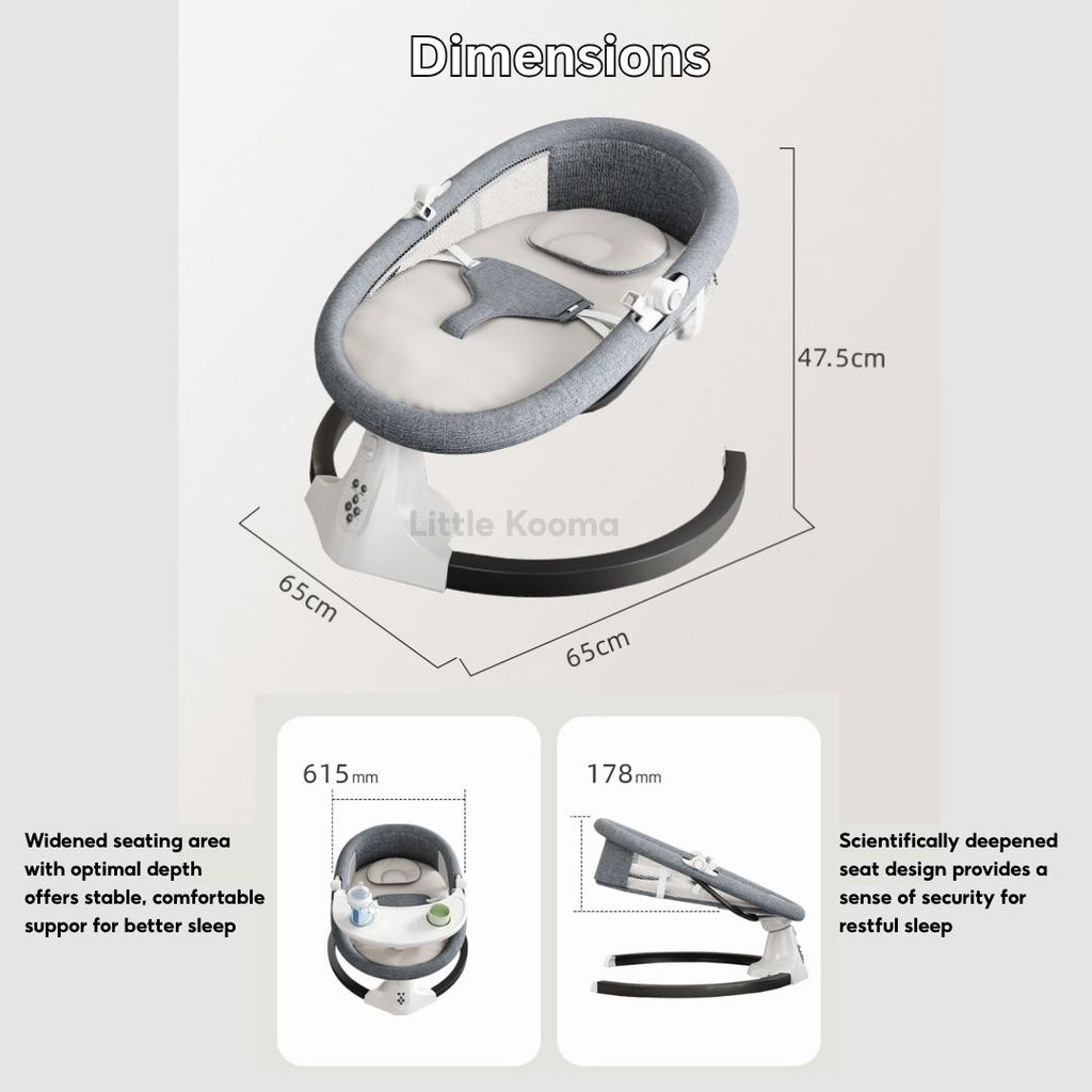 Electric Baby Rocking Chair with Bluetooth Music, Remote Control & Mosquito Net – Adjustable Swing & Recline