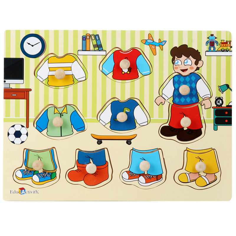 Wooden Toddler Animal Vehicle Puzzles w Handles Educational Montessori Puzzles Toys Clearance Sale 3 Years + - Little Kooma