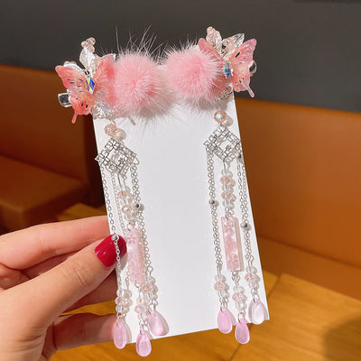 Chinese New Year CNY Baby kids Girl's Crystal Beads Head Clips Hair Accessories - Little Kooma