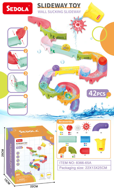Baby Toddler Kids Wall Bathtub Mounted Water Play Track Big Ball Toy Set w Suction Cups - Little Kooma