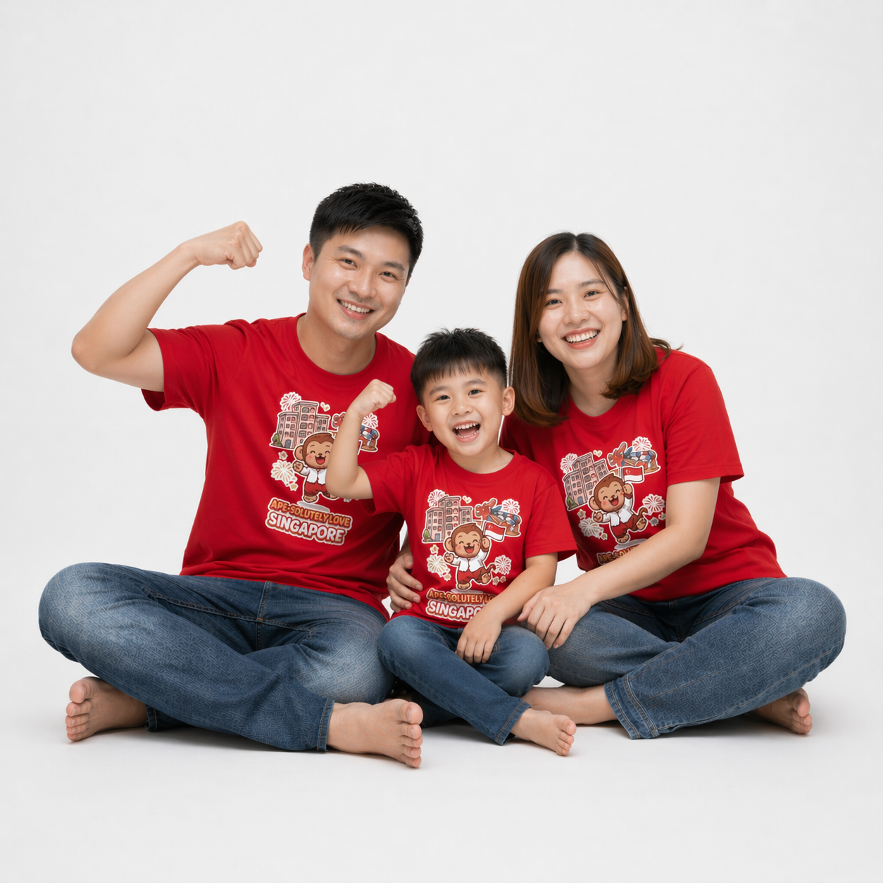 Singapore National Day Kids Red T-Shirt Family Matching Outfit - APE-SOLUTELY Love Singapore - Little Kooma