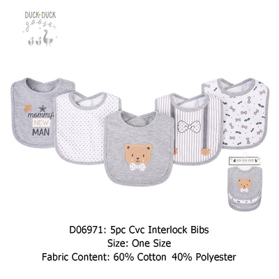 Baby 5pc Interlock Bibs Bowtie Bear D06971 - Little Kooma