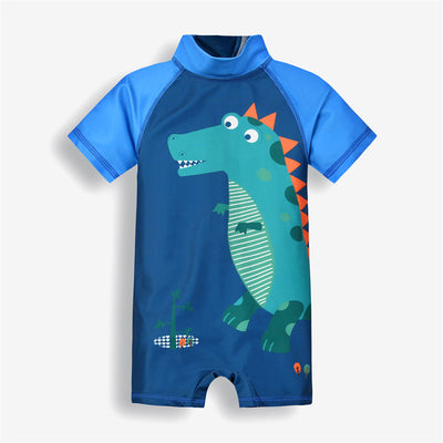 Baby Kids Boy's Zip Printed Dinosaur One Piece Swimming Suit - Little Kooma