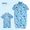 Baby Kids Boy's Zip Printed Whales One Piece Swimming Suit - Little Kooma