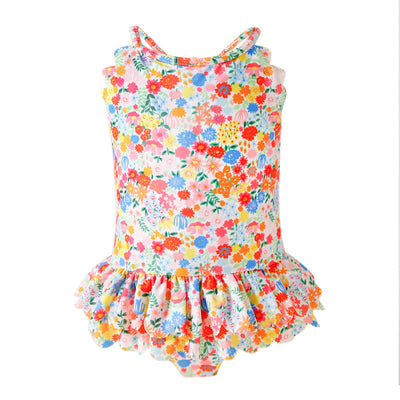 Baby Kids Girl's Printed Colorful Flowers One Piece Cami Swimming Suit - Little Kooma