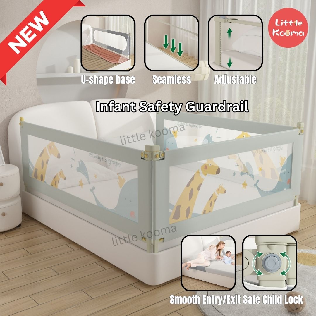 Baby Toddler Bed Guard Rails Barrier Protector Bedroom Playpen Bed Fence Single Side Lift - Little Kooma