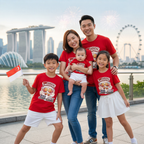 Singapore National Day Kids Red T-Shirt Family Matching Outfit - Bee-lieve in Singapore - Little Kooma