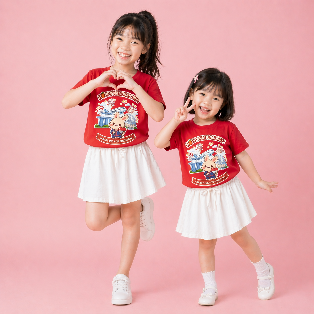 Singapore National Day Kids Red T-Shirt Family Matching Outfit - CARROT-ING for Singapore - Little Kooma