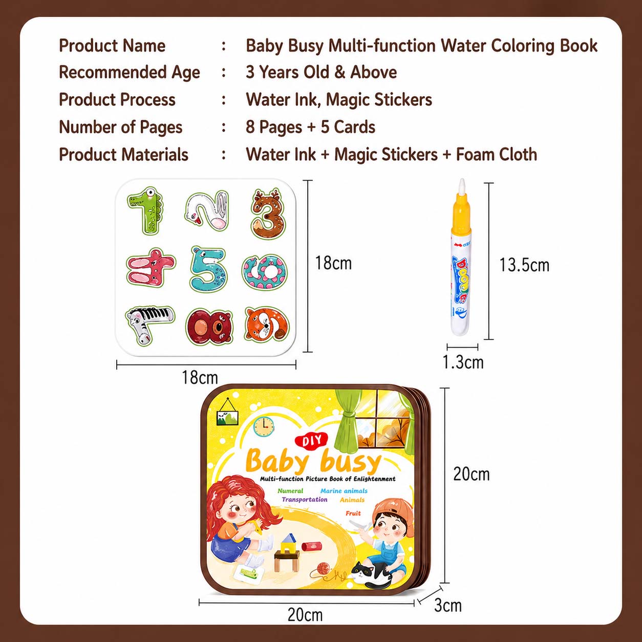 Ready Stock Kids Magic Water Doodle Book Reusable Mess-Free Drawing Foldable 3Y+ - Little Kooma