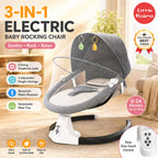 Electric Baby Rocking Chair with Bluetooth Music, Remote Control & Mosquito Net – Adjustable Swing & Recline - Little Kooma