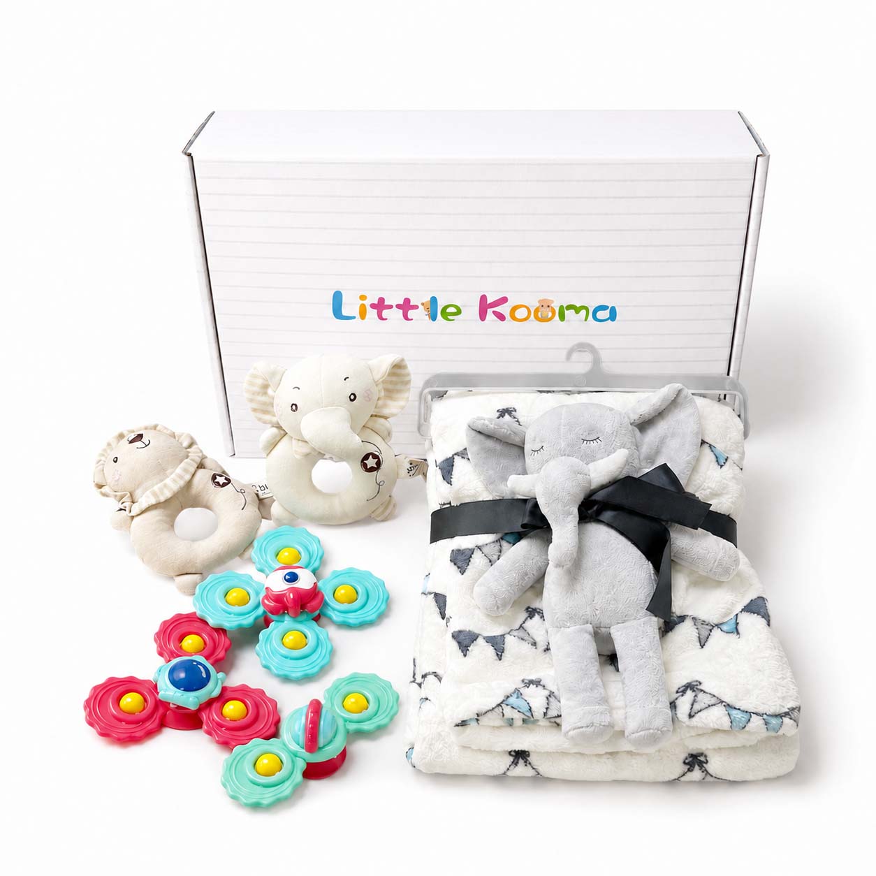 新生兒男孩 Little Kooma 品牌禮盒 7 件大象獅子禮盒套裝