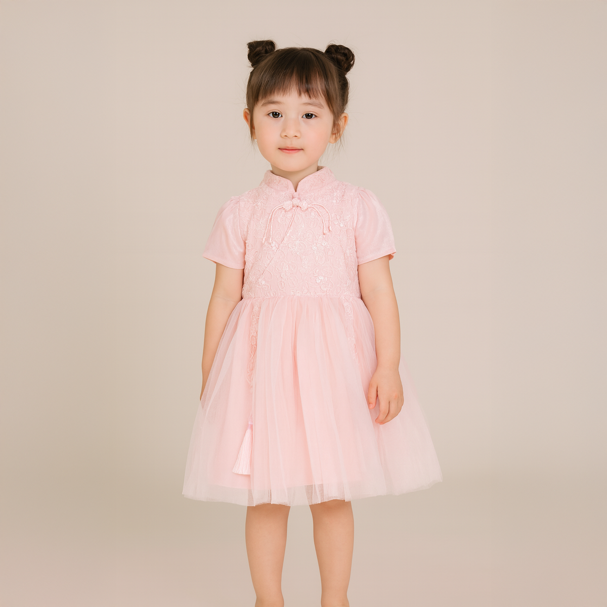Singapore Souvenir Gift Pink Unicorn Lace Voile Baby Kids Girl Cheongsam Dress 0851