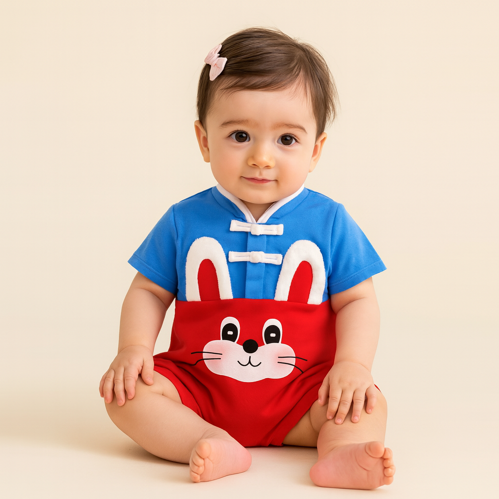 Singapore Souvenir Gift Baby Red n Blue Cute Cheongsam Romper