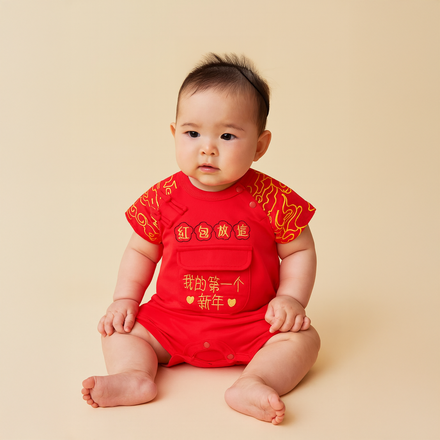 Singapore Souvenir Gift Baby Red Cheongsam Romper My First Chinese New Year & Leave Ang Bao Here - Little Kooma