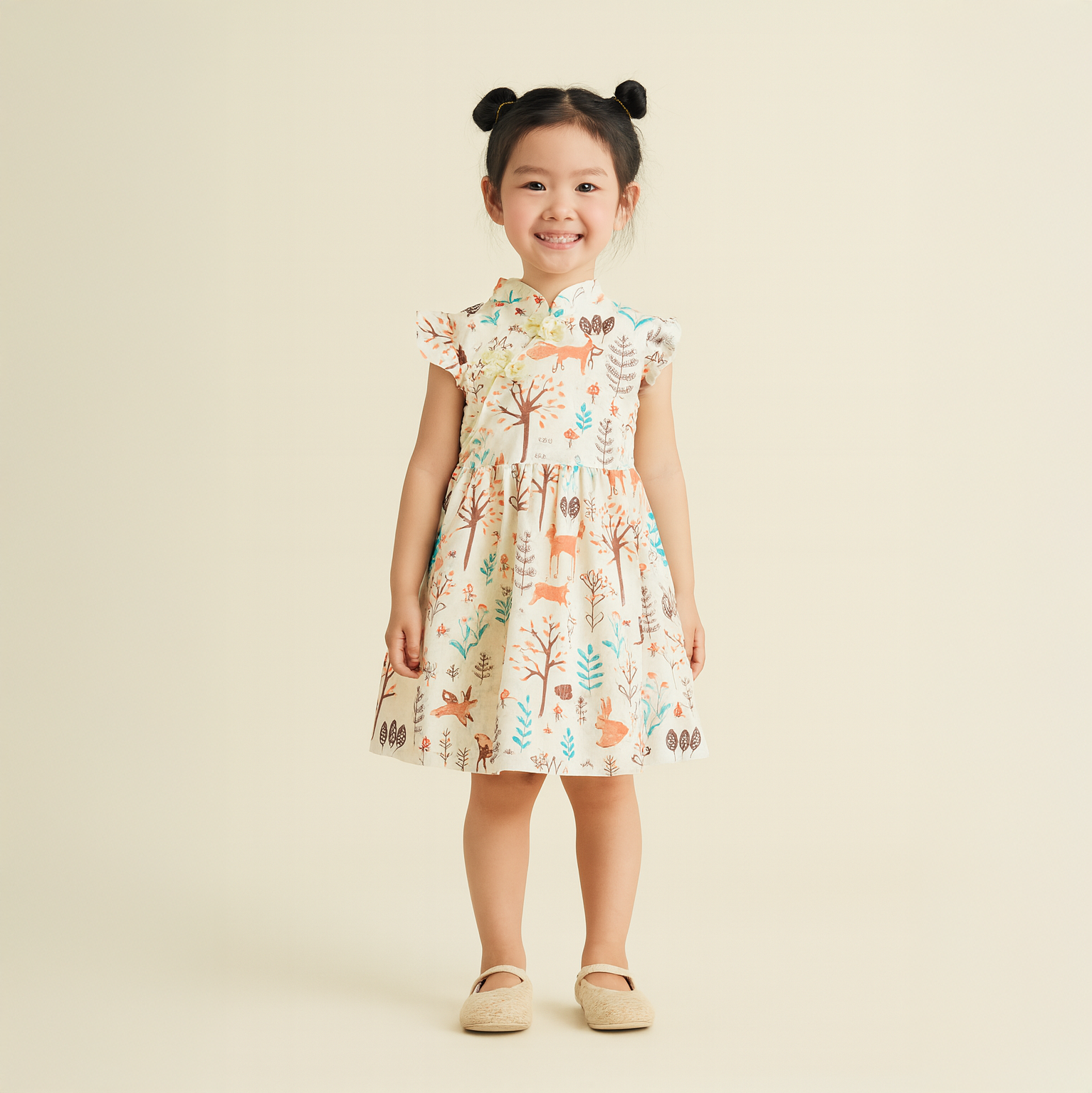 Singapore Souvenir Gift Chinese New Year Traditional Cheongsam Baby Girl Forest Fox CNY Cheongsam Dress 0817X