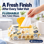 Ready Stock Naughty Tom Flushable Wet Toilet Wipes 80 Sheets Thick Soft 200x150mm