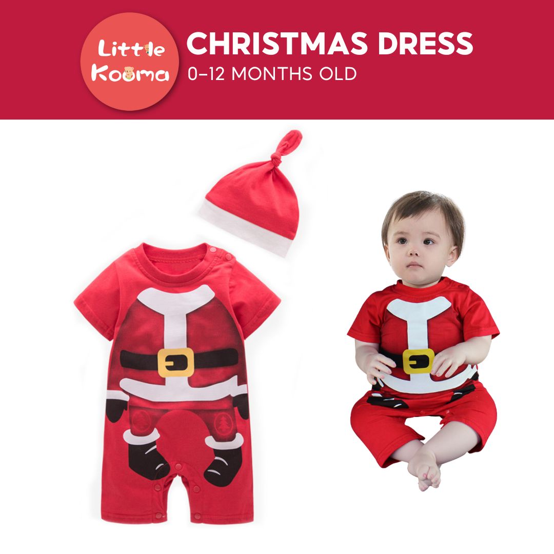 C6 Baby Boy Christmas Outfit Santa Claus Romper Two Piece Set - 1125 - Little Kooma