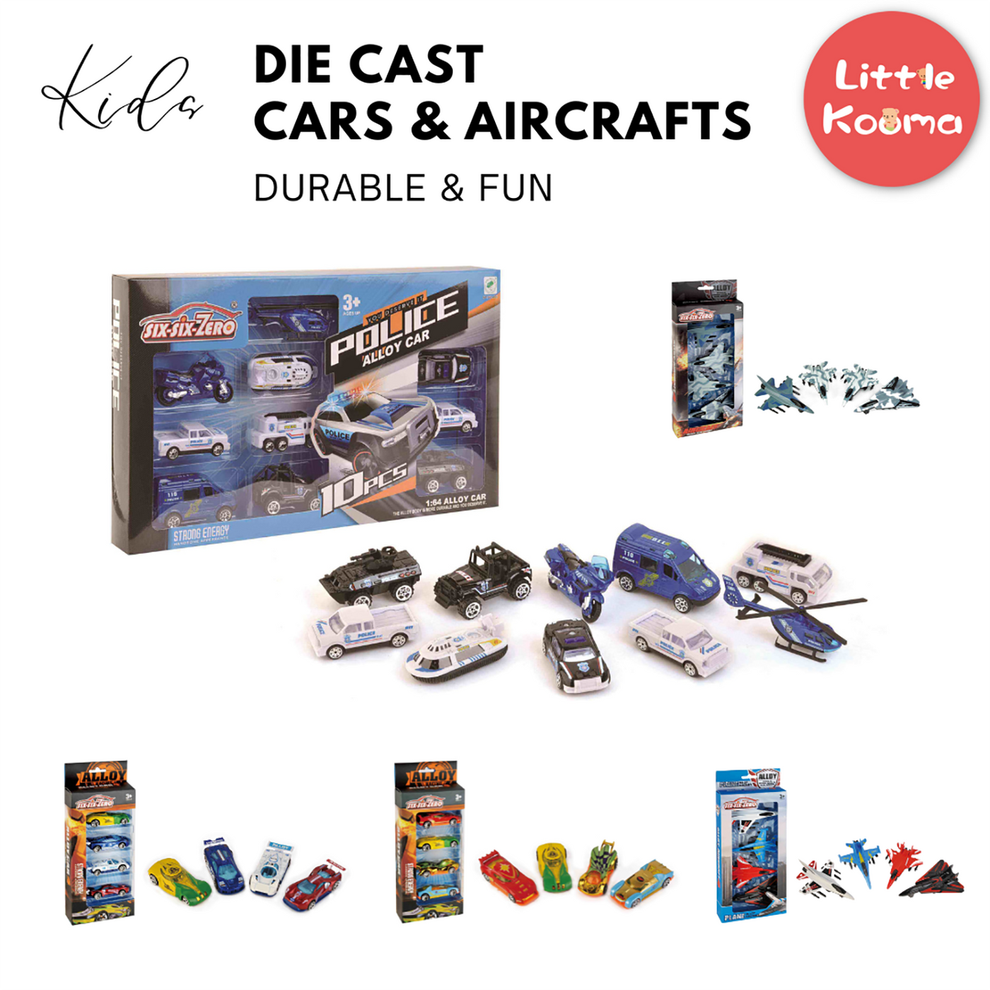 Kids Die Cast Cars Aircrafts Set - Little Kooma