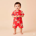 Ready Stock CNY Red Lion Dance Baby Boy Cheongsam Romper Singapore Outfit