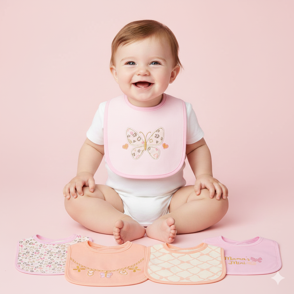 Baby 5pc Interlock Bibs Butterfly Necklace D06963