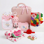New Born Baby Girl Watermelon LED Light Layette Plush Blanket Romper Suitcase Mummy Makeup Box Gift Hamper Gift Box Set - Little Kooma
