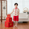 Ready Stock Singapore CNY White Lion Dance Cheongsam Outfit Set for Baby Kids Boys Top & Shorts - Little Kooma