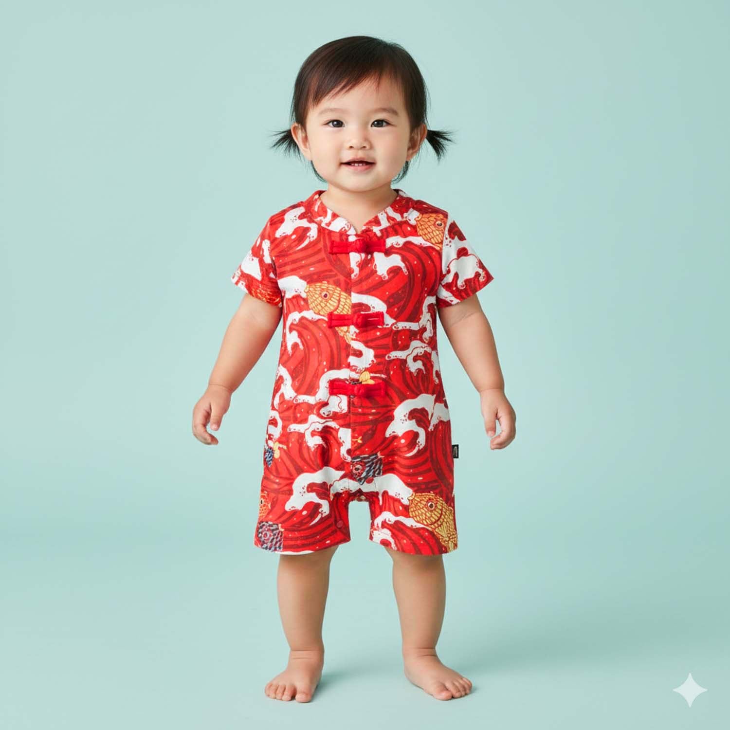 Ready Stock CNY Carp Dragon Leap Baby Boy Cheongsam Romper Singapore Outfit