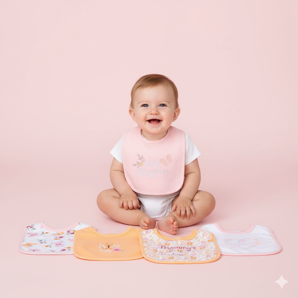 Baby 5pc Interlock Bibs Butterfly D06965