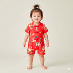 Ready Stock CNY Red Lion Dance Baby Boy Cheongsam Romper Singapore Outfit