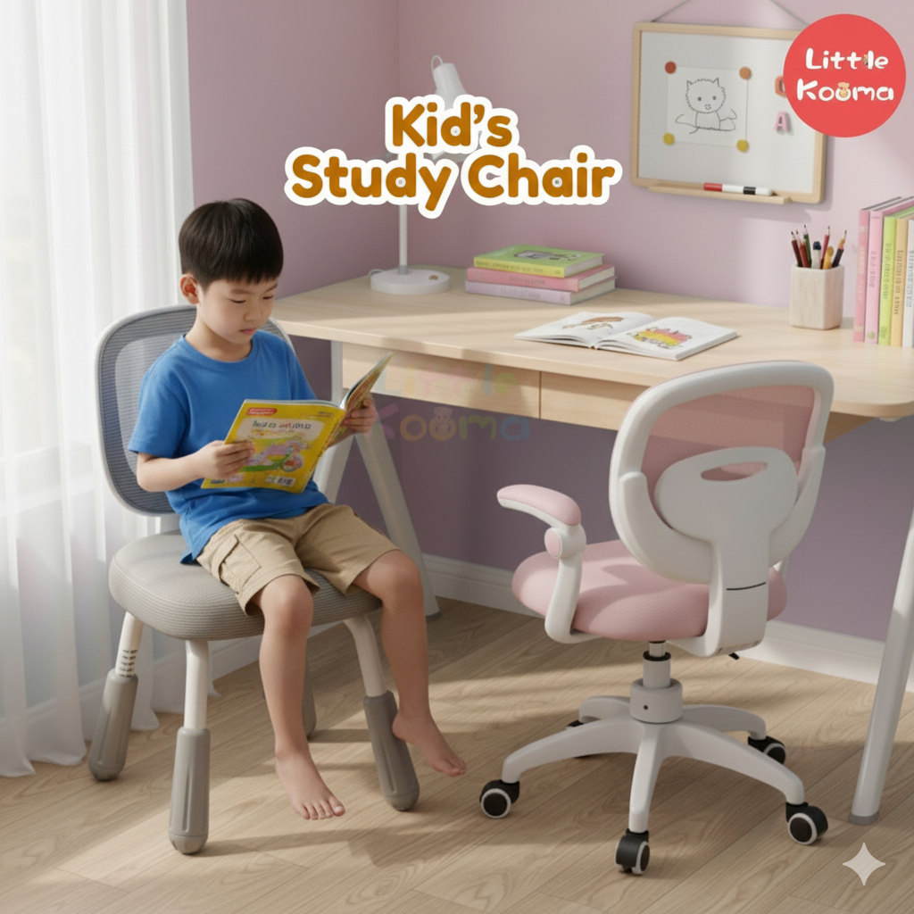 Ready Stock Kids Ergonomic Study Chair Height Adjustable 360° Swivel WithWithout Wheels Footrest