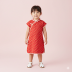 Singapore Souvenir Gift Blessing and Joy Family Set with Lucky Fu Characters Baby Kids Girl Cheongsam Dress 0830 - Little Kooma