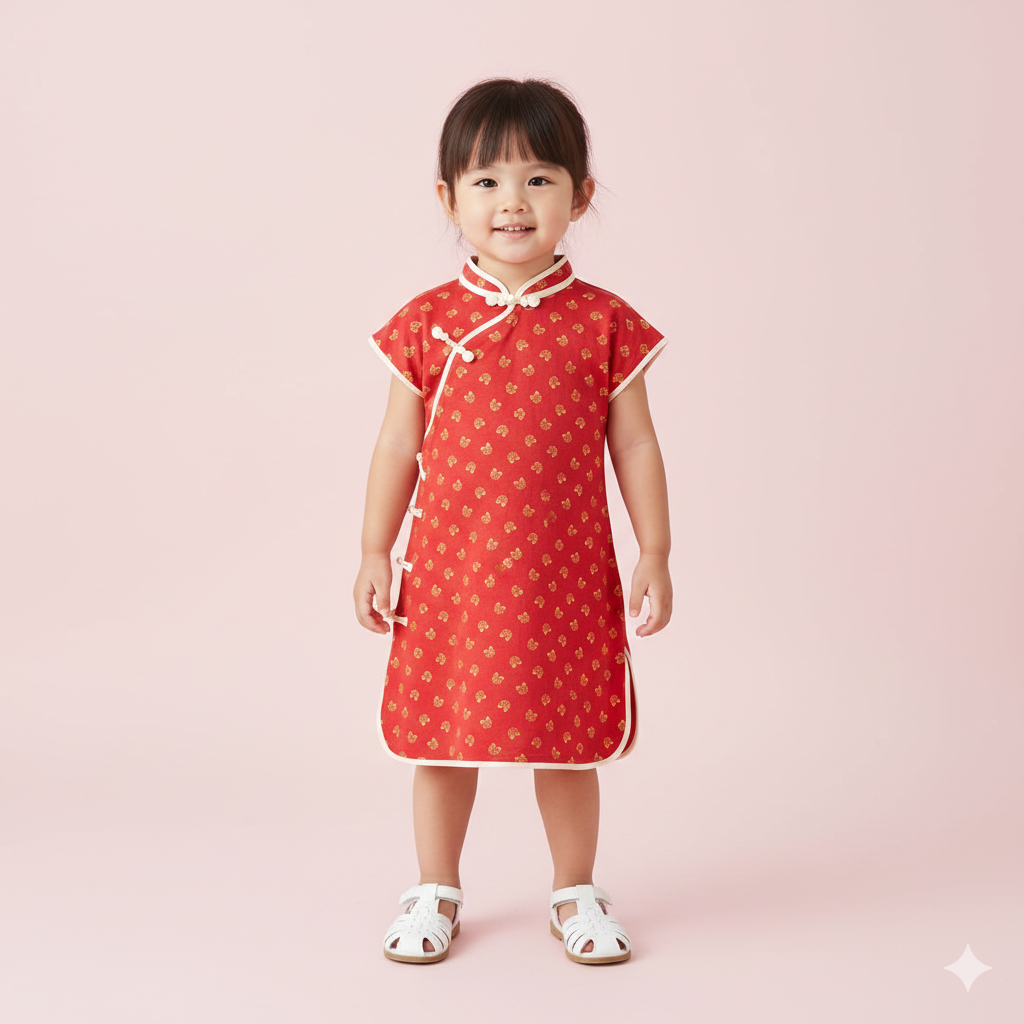 Singapore Souvenir Gift Blessing and Joy Family Set with Lucky Fu Characters Baby Kids Girl Cheongsam Dress 0830 - Little Kooma
