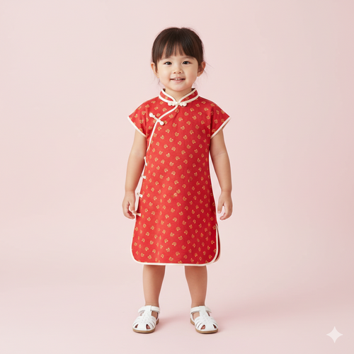 Singapore Souvenir Gift Blessing and Joy Family Set with Lucky Fu Characters Baby Kids Girl Cheongsam Dress 0830 - Little Kooma