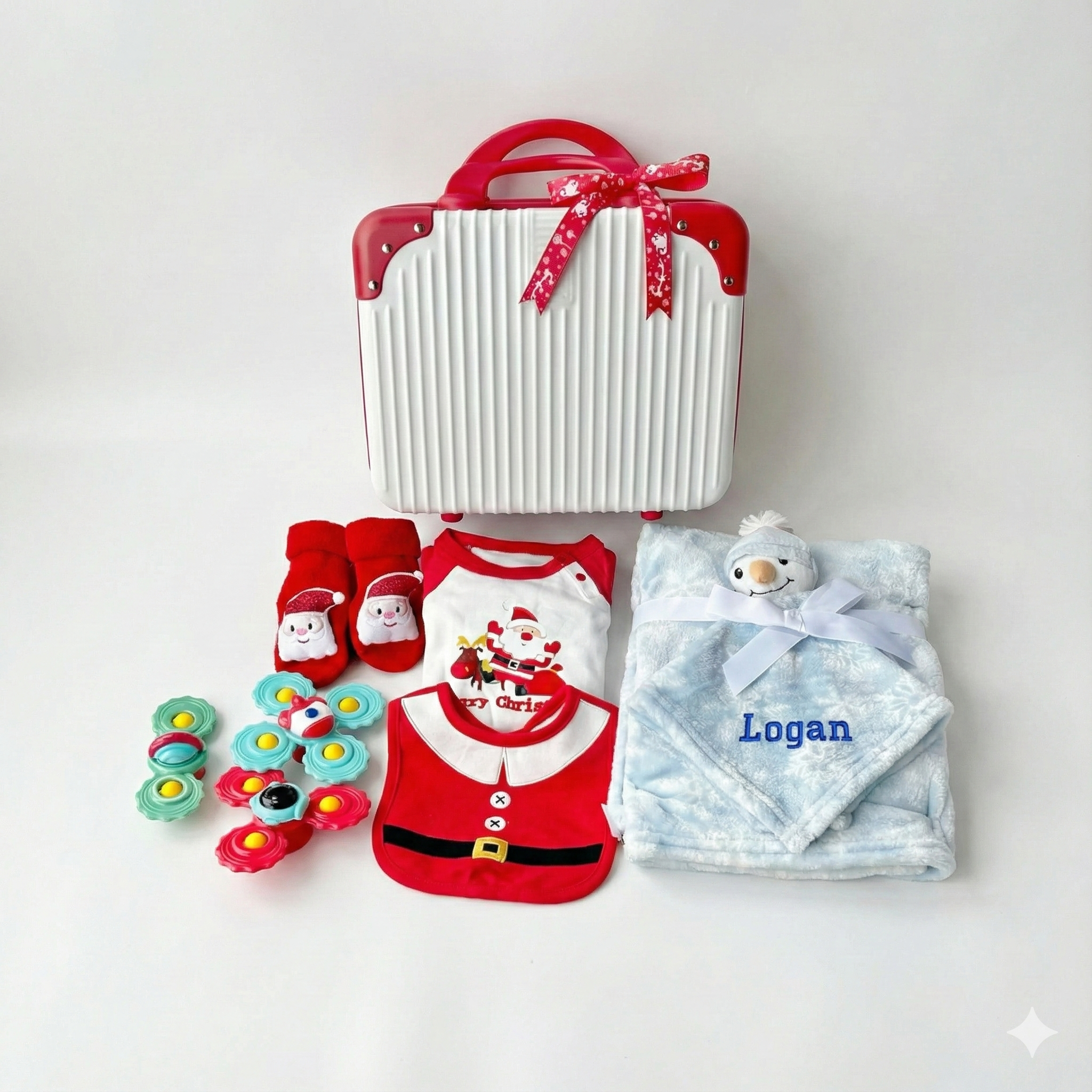 New Born Baby Boy Girl Christmas LED Light Layette Plush Blanket Snowman Suitcase Mummy Makeup Box Gift Hamper New Born Baby Gift Box Set