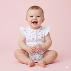 女嬰粉紅蝴蝶結貓咪連身衣