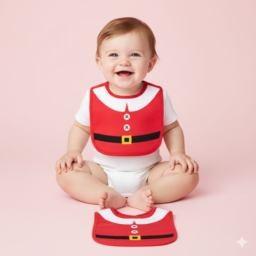 Christmas Baby Red Waterproof Santa Bib - Little Kooma