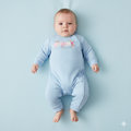 Baby Blue w White Dots Mummy Is Beautiful Jumpsuit All In One - Little Kooma