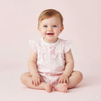 Baby Girl Pink w White Cats Romper - Little Kooma