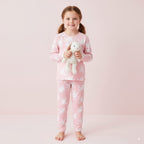 Baby Kids Pajamas Pink w White Flowers Top n Pants Set - Little Kooma