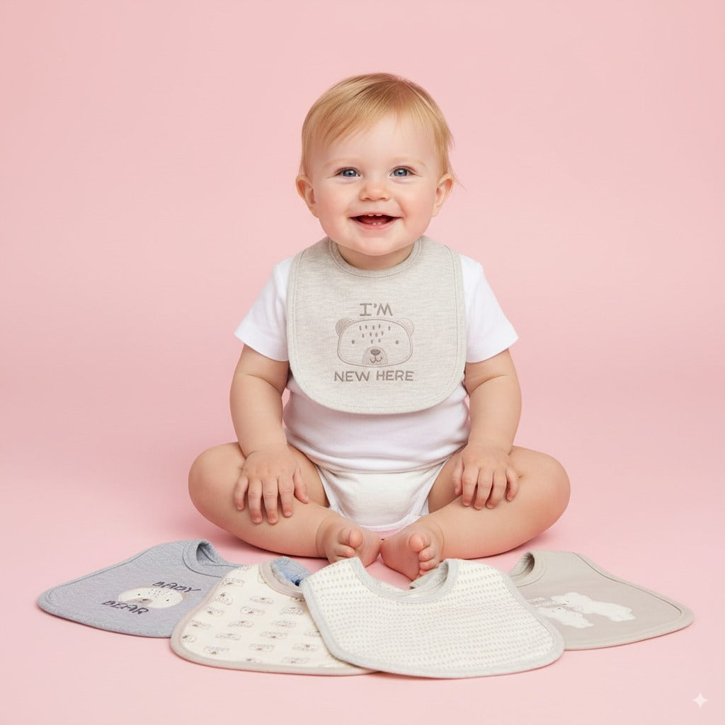 Baby 5pc Interlock Bibs Polar Bear D06977