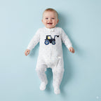 Baby Embroidered Bulldozer Two Way Zip Sleepsuit All In One Jumpsuit - Little Kooma