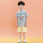 Singapore Souvenir Gift Baby Kids Boys Green Cheongsam Set Dancing Lion Top n Shorts CNY Chinese New Year Outfit - Little Kooma