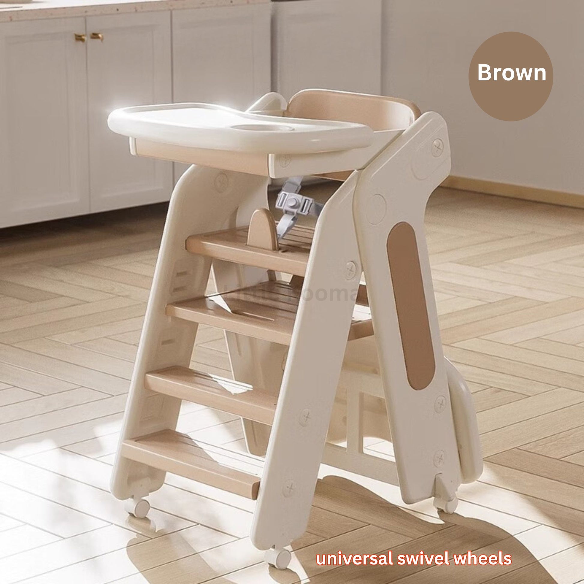 Grow-With-Me Foldable Multi-Functional Baby High Chair with Tray & Wheels 1-6 Years