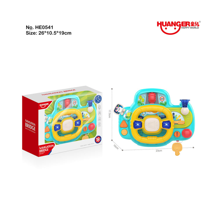 Portable Baby Steering Wheel Toy with Velcro Straps – Pretend Play with Lights, Sounds, and Flip Activities for Tables, Strollers, and Car Seats 18 Months +