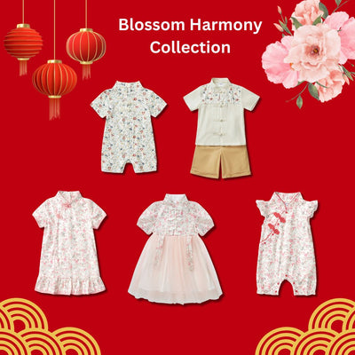 Blossom Harmony Collection Baby Kids Boys Beige Cheongsam Set Little Flower Prints Top n Shorts CNY Chinese New Year Outfit 0819 - Little Kooma