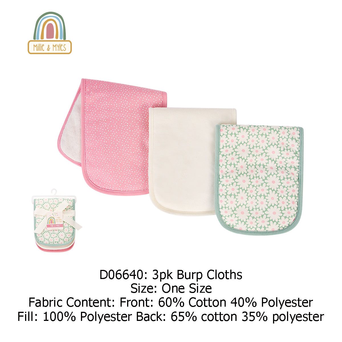 Hudson Baby 3Pc Knit Terry Fabric With Polyfill Burpcloth D06640 - Little Kooma