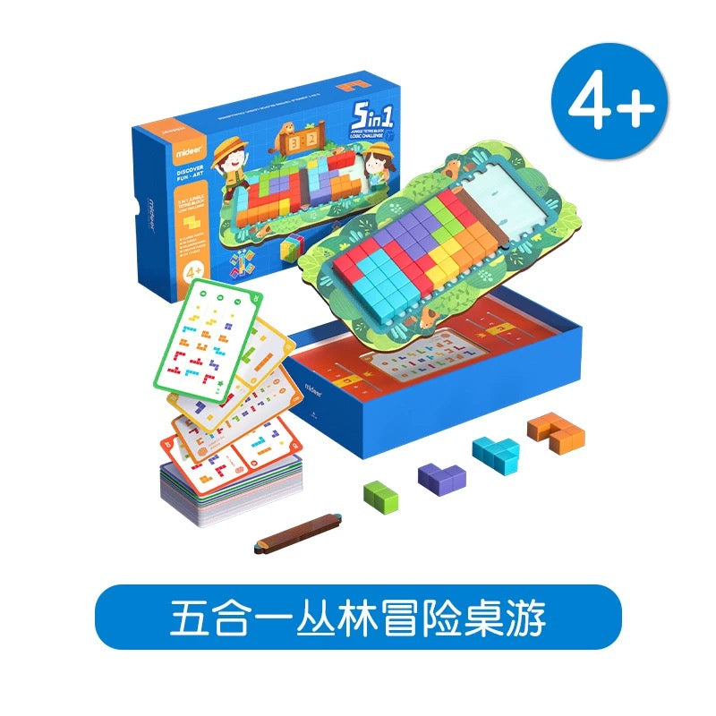 Mideer 5-IN-1 Jungle Tetris Block Logic Challenge 4 Years +