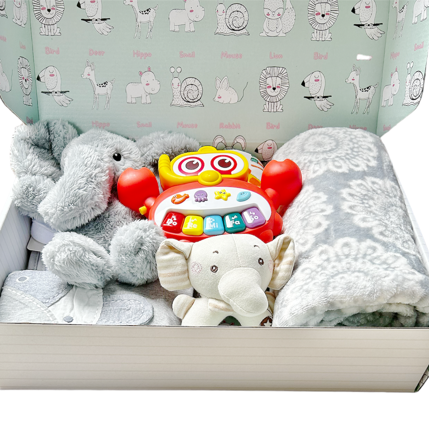 New Born Baby Boy Personalised Little Kooma Brand Gift Box 14 Pcs Elephant Set - Little Kooma