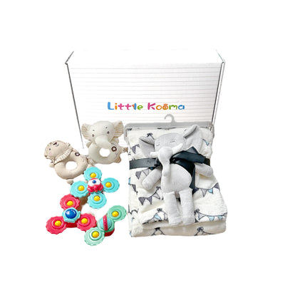 New Born Baby Boy Little Kooma Brand Gift Box 7 Pcs Elephant Lion Set - Little Kooma