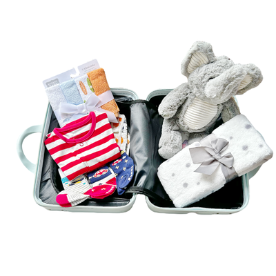 New Born Baby Boy LED Light Swaddle Washcloth Layette Plush Blanket Romper Elephant Luggage Gift Hamper - Little Kooma